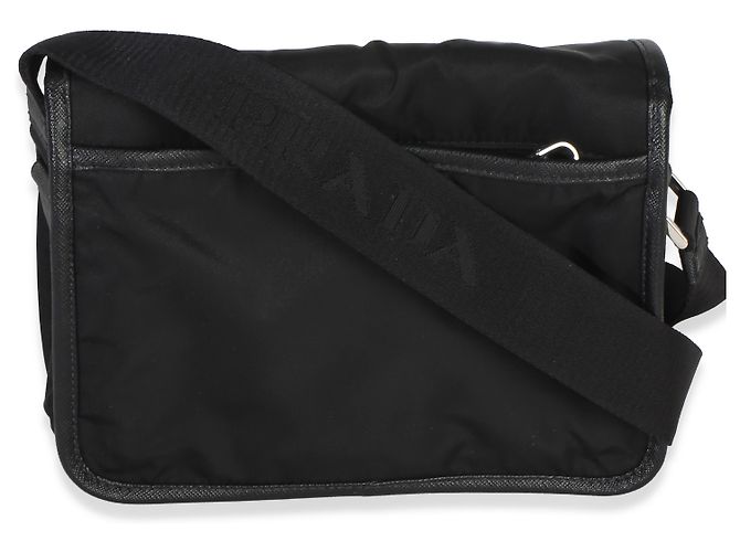 Borsa Messenger Prada Black Re-Nylon Saffiano Double Buckle Nero - vista 2