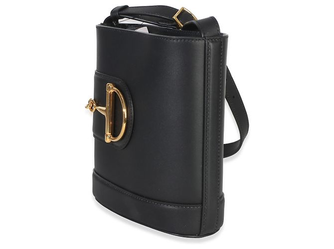 Bolsa Bucket Gucci Hasler Horsebit 73 Small em couro liso preto - vista 3