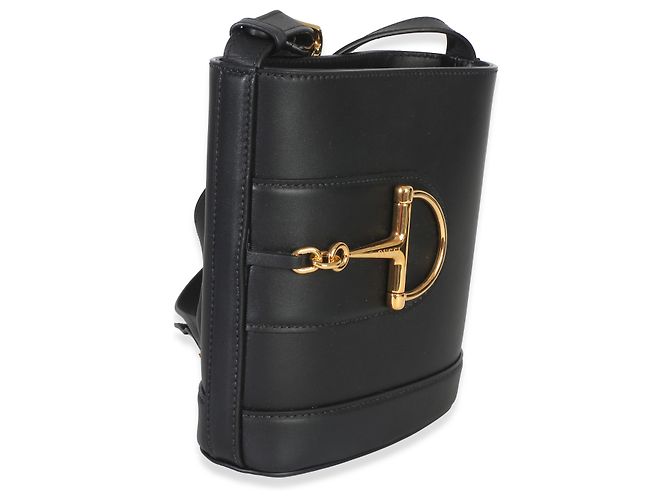 Bolsa Bucket Gucci Hasler Horsebit 73 Small em couro liso preto - vista 4