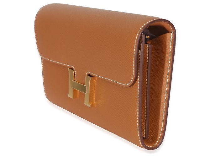 Portafoglio lungo Hermès Gold Epsom Constance To Go GHW Marrone - vista 3