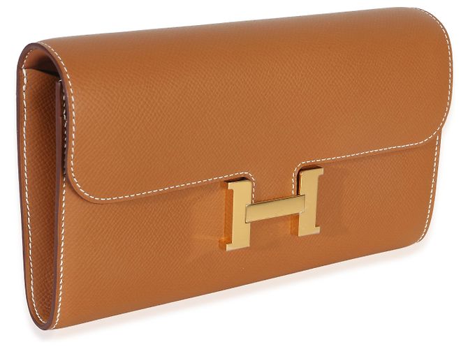 Portafoglio lungo Hermès Gold Epsom Constance To Go GHW Marrone - vista 4
