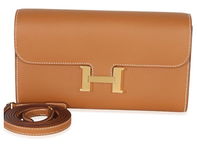 Portafoglio lungo Hermès Gold Epsom Constance To Go GHW Marrone - vista 8