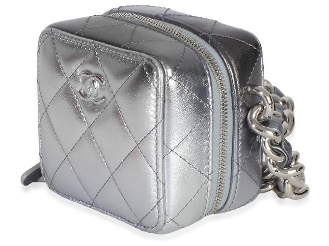 Chanel Metallic Quilted Lambskin Coco Punk Clutch mit Kette - Ansicht 3