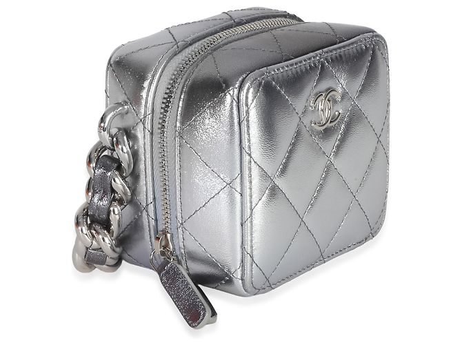 Chanel Metallic Quilted Lambskin Coco Punk Clutch mit Kette - Ansicht 4