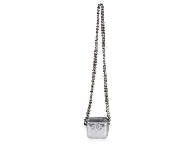 Chanel Metallic Quilted Lambskin Coco Punk Clutch mit Kette - Ansicht 5