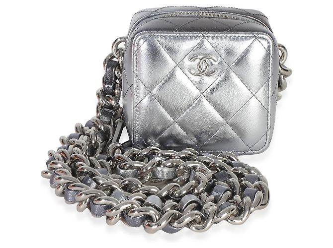 Chanel Metallic Quilted Lambskin Coco Punk Clutch mit Kette - Ansicht 8