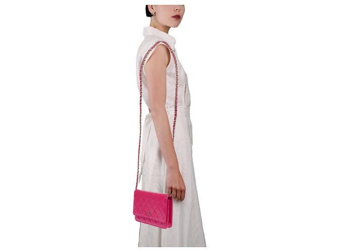 Borsa CHANEL Wallet on Chain in Pelle Rosa - 103562 - vista 11