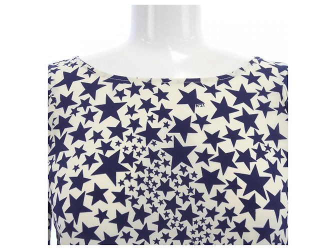 Autre Marque Haut en soie N°21 Bleu Beige Bleu Marine - vue 5