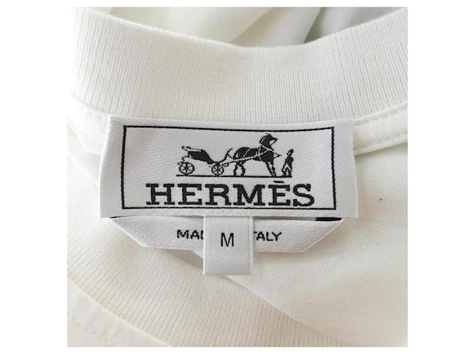 Hermès Camiseta de algodón Hermes M Castaño Blanco - vista 4