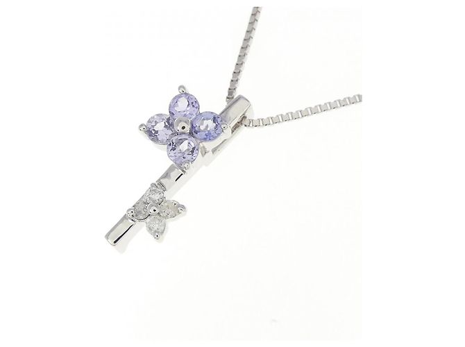 Autre Marque Collana in oro bianco Au750 con tanzanite e diamante Argento - vista 3
