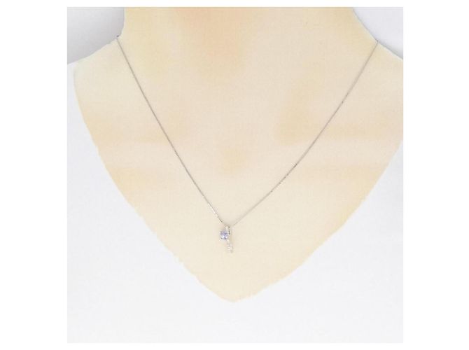 Autre Marque Collana in oro bianco Au750 con tanzanite e diamante Argento - vista 6