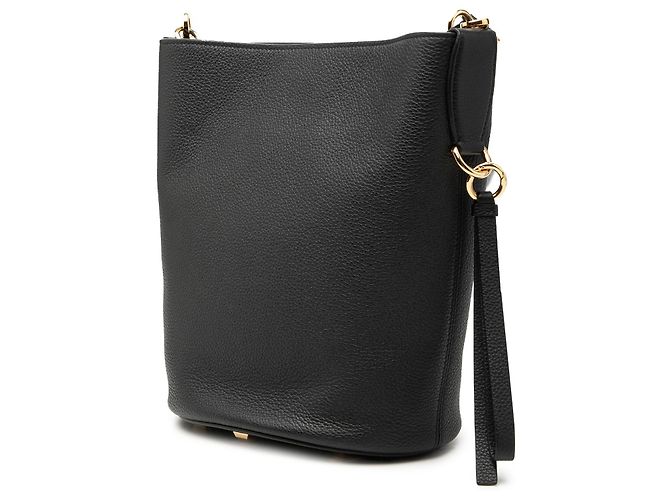 Salvatore Ferragamo Borsa a secchiello Studio in pelle di vitello martellata nera Ferragamo Nero - vista 2