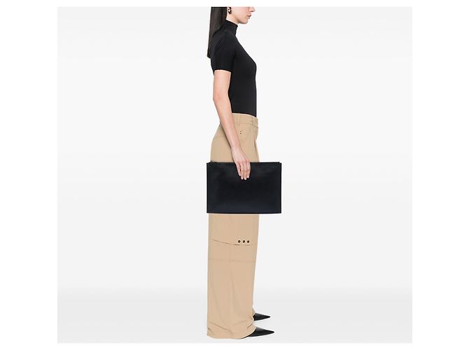 Saint Laurent Dokumentenhalter mit Reißverschluss aus schwarzem Grain De Poudre Leder - Ansicht 6