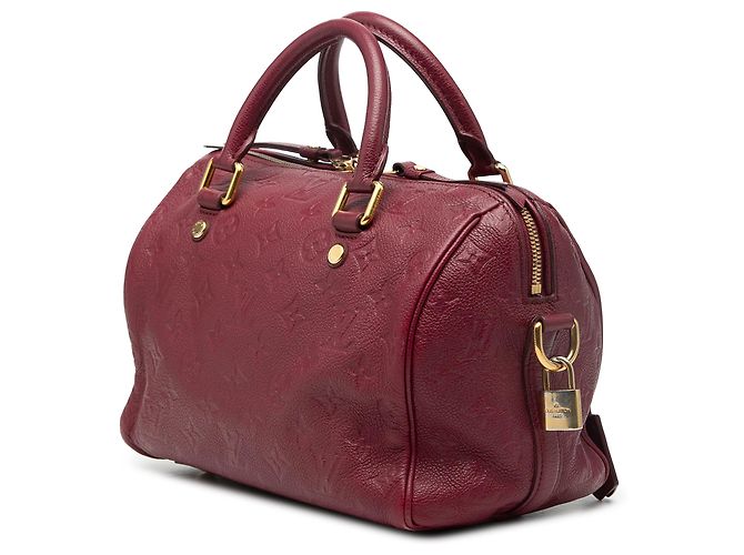 Louis Vuitton Speedy Bandouliere 25 in pelle Monogram Empreinte rosso Bordò - vista 2