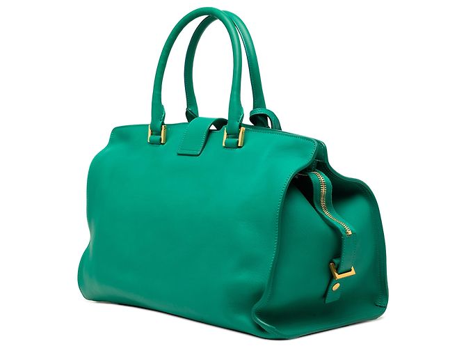 Borsa cabas Chyc in pelle di vitello verde medium Saint Laurent - vista 2