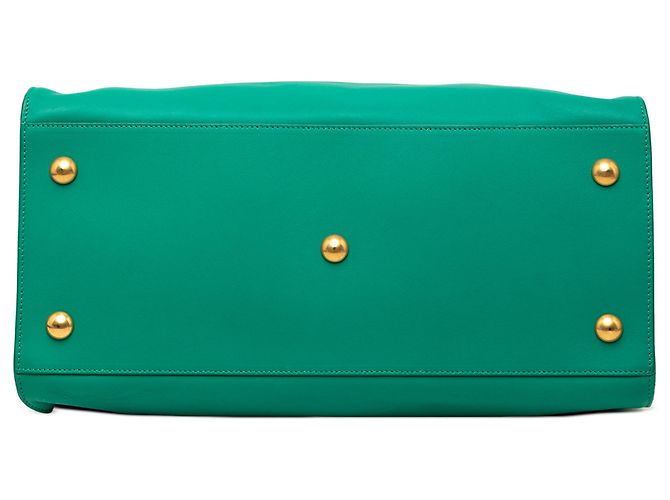 Borsa cabas Chyc in pelle di vitello verde medium Saint Laurent - vista 3