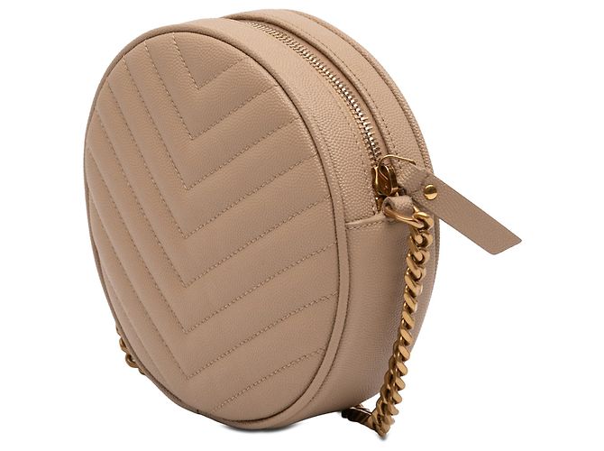 Bolsa Camera Bag redonda em vinil chevron bege Grain De Poudre Saint Laurent - vista 2