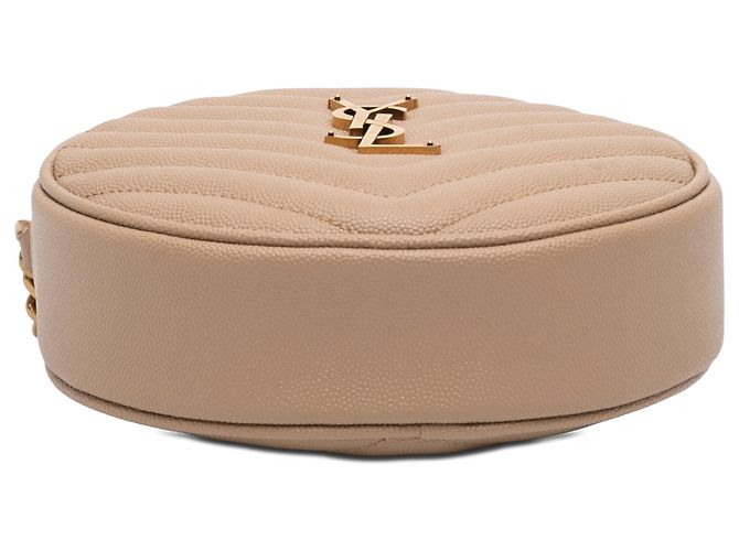 Bolsa Camera Bag redonda em vinil chevron bege Grain De Poudre Saint Laurent - vista 3