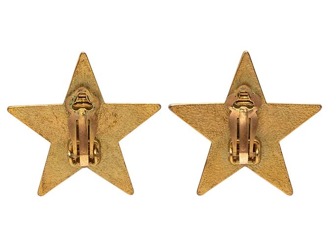 Chanel Gold CC Vergoldete Emaille-Stern Clip-Ohrringe Golden - Ansicht 2