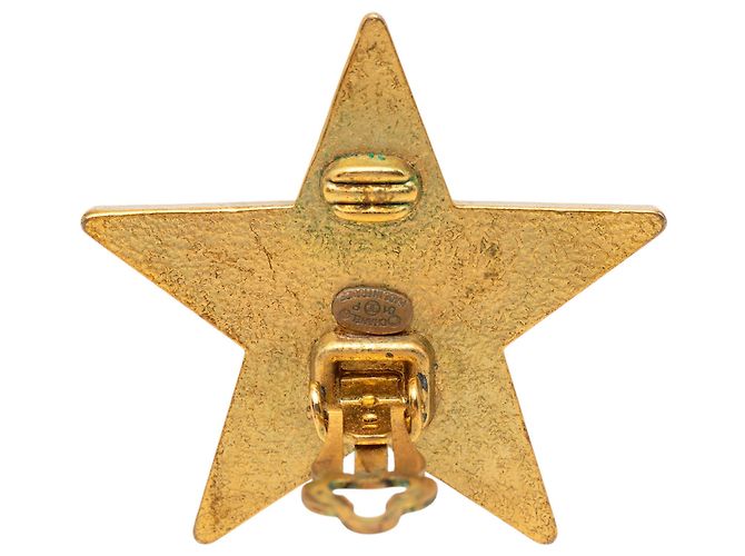 Chanel Gold CC Vergoldete Emaille-Stern Clip-Ohrringe Golden - Ansicht 3
