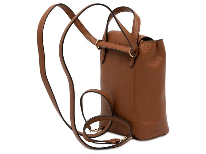 Salvatore Ferragamo Zaino Mini in Pelle Marrone Double Gancini Ferragamo - vista 2