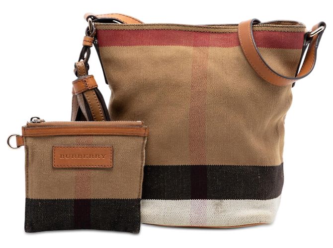 Burberry Ashby Bucket Bag aus Mini Mega Check Canvas in Braun Hellbraun - Ansicht 8