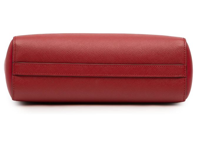 Borsa Tote Convertibile Prada Red Soft Calf Trimmed Saffiano Lux Zip Vermelho - vista 3