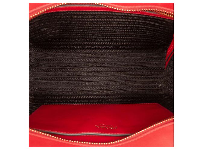 Borsa Tote Convertibile Prada Red Soft Calf Trimmed Saffiano Lux Zip Vermelho - vista 4