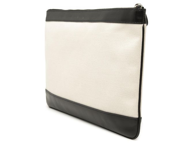 Clutch Balenciaga Brown Canvas Navy Clip M Marrone Beige - vista 2