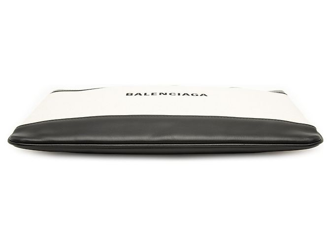 Clutch Balenciaga Brown Canvas Navy Clip M Marrone Beige - vista 3