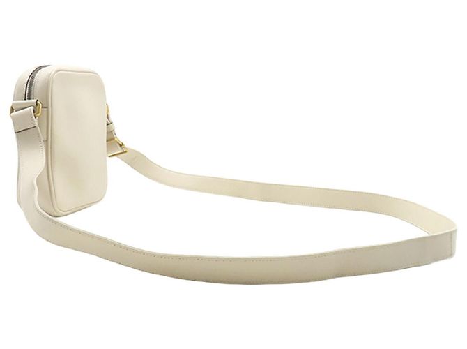Gucci Borsa a tracolla Mini in pelle di vitello granulata bianca con logo Bianco - vista 2