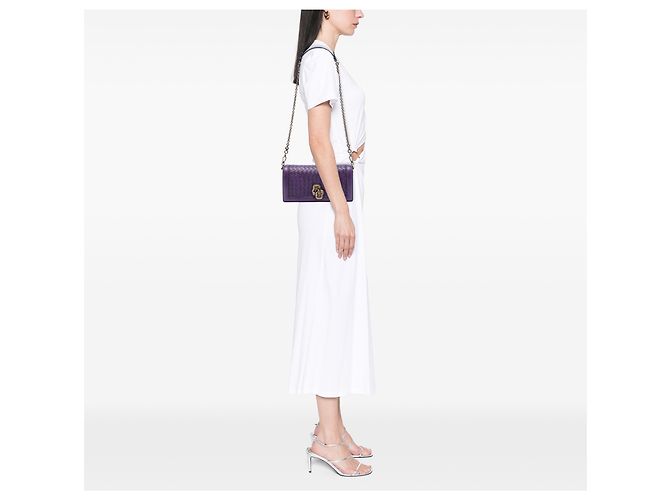 Bottega Veneta Borsa a tracolla Olimpia Knot in nappa Intrecciato viola - vista 5