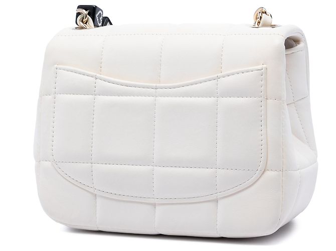 Chanel White Mini Quilted Lambskin Resin Crystal Square Monacoco Flap Bianco Crudo - vista 2