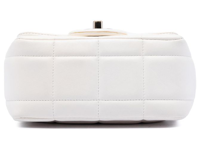Chanel White Mini Quilted Lambskin Resin Crystal Square Monacoco Flap Bianco Crudo - vista 3