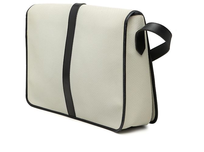 Borsa a tracolla in tela con bordi in pelle bianca Saint Laurent Bianco Crudo - vista 2