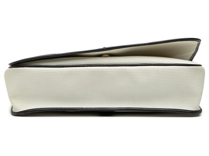 Borsa a tracolla in tela con bordi in pelle bianca Saint Laurent Bianco Crudo - vista 3