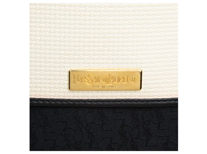 Borsa a tracolla in tela con bordi in pelle bianca Saint Laurent Bianco Crudo - vista 5