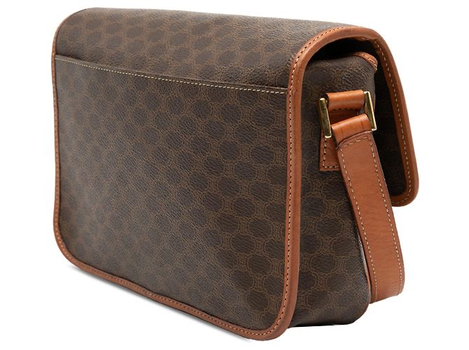 16 Céline Celine Borsa a tracolla in tela rivestita Macadam marrone - vista 2