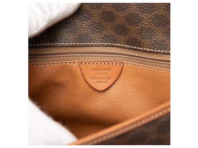 16 Céline Celine Borsa a tracolla in tela rivestita Macadam marrone - vista 5