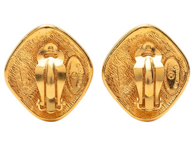 Orecchini a clip Chanel Gold Quilted Gold Plated Rhombus D'oro - vista 2