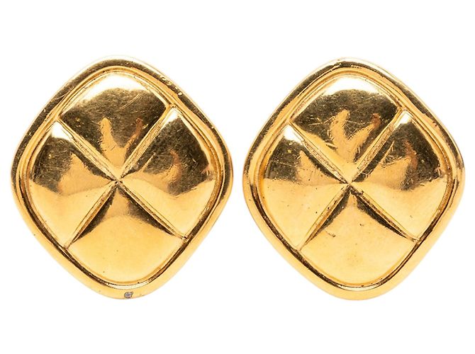 Orecchini a clip Chanel Gold Quilted Gold Plated Rhombus D'oro - vista 3