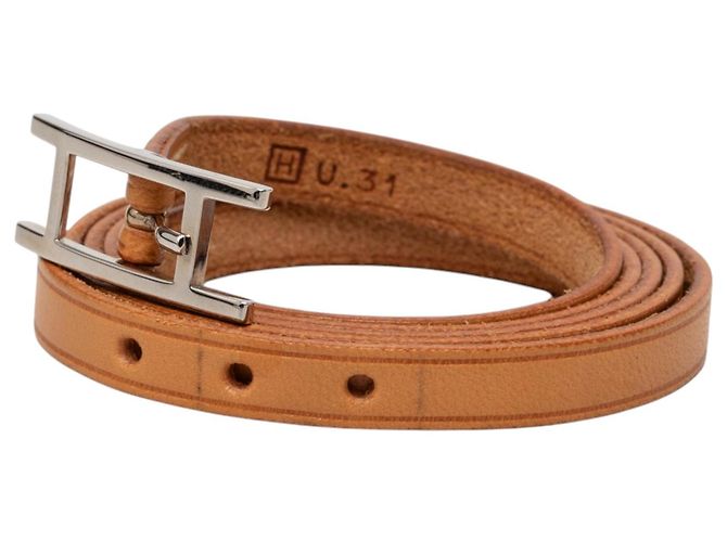 Bracciale Hermès Behapi Triple Tour in pelle Swift marrone - vista 2