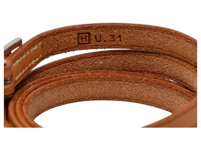 Bracciale Hermès Behapi Triple Tour in pelle Swift marrone - vista 4