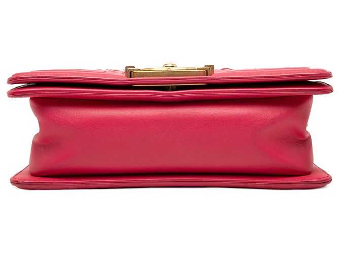 Chanel Boy Flap in tweed trapuntato e agnello rosa mini - vista 3