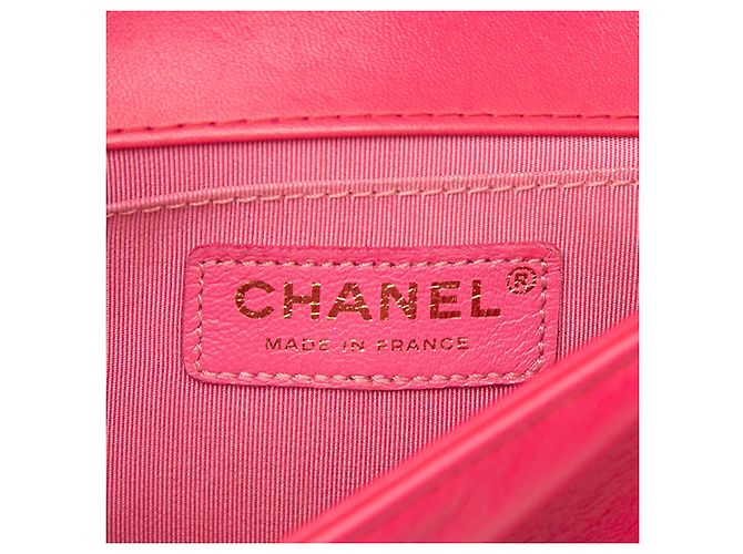 Chanel Boy Flap in tweed trapuntato e agnello rosa mini - vista 5