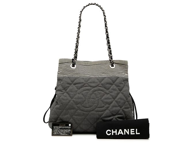 Tote Bonbon em denim acolchoado CC cinza Chanel Marrom Cinza antracite - vista 8