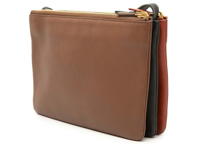 Céline Celine Orange Small Tricolor Lambskin Trio Crossbody Arancione - vista 2