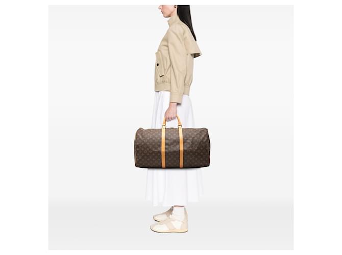 Louis Vuitton Marrone Monogram Keepall 55 - vista 7
