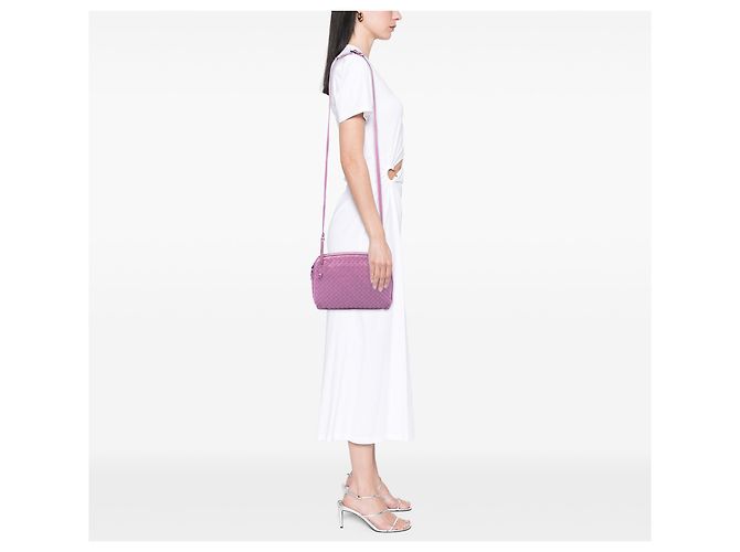 Bottega Veneta Borsa a tracolla Nodini in nappa rosa Intrecciato - vista 6