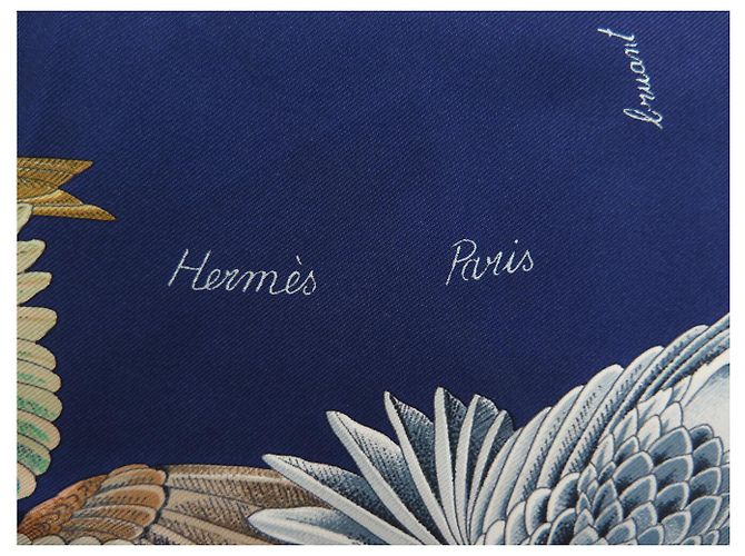 Hermès NUOVO FULLETTO HERMES L'INTRUS DE JACQUELOT CARRÉ 90 BLU SETA Blu navy - vista 8